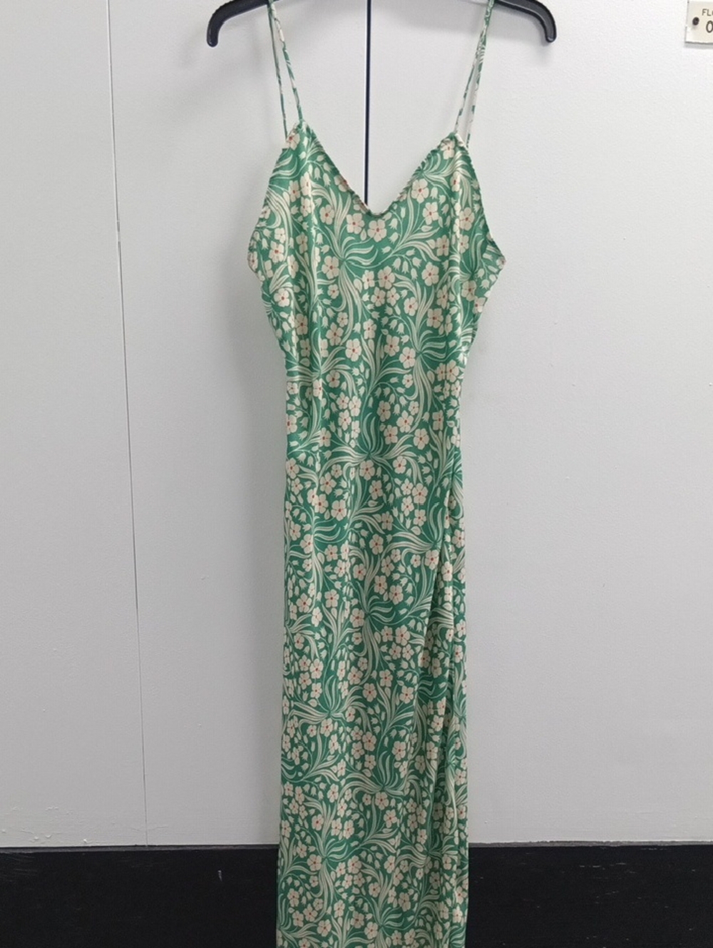 RESA Micah Maxi Slip Dress Green Floral Size L